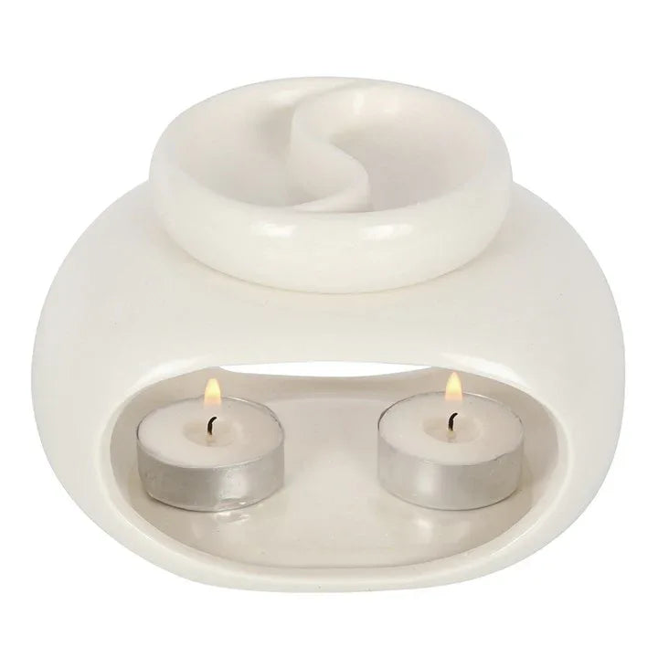 Off White Double Oil Burner - Bobobiy