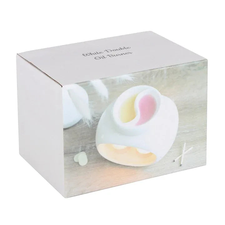 Off White Double Oil Burner - Bobobiy