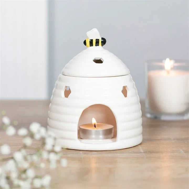 *White Beehive Ceramic Oil Burner (12/24) - Bobobiy