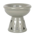 Gray ceramic deep-bowl oil burner and wax warmer with triangular cutouts