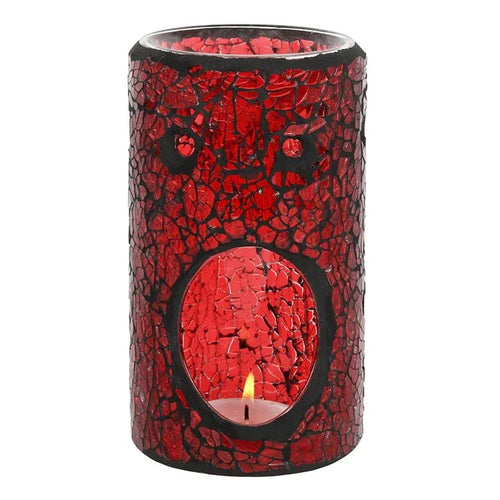 Red Pillar Crackle Glass Oil Burner and Wax Warmer - Bobobiy