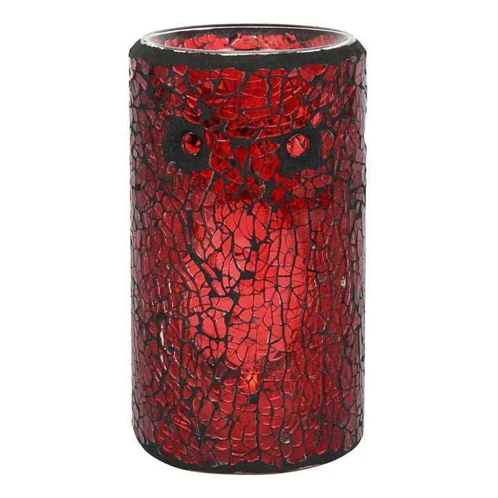 Red Pillar Crackle Glass Oil Burner and Wax Warmer - Bobobiy