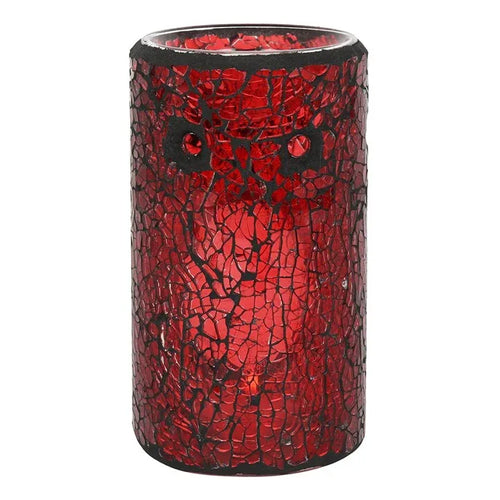 Red Pillar Crackle Glass Oil Burner and Wax Warmer - Bobobiy