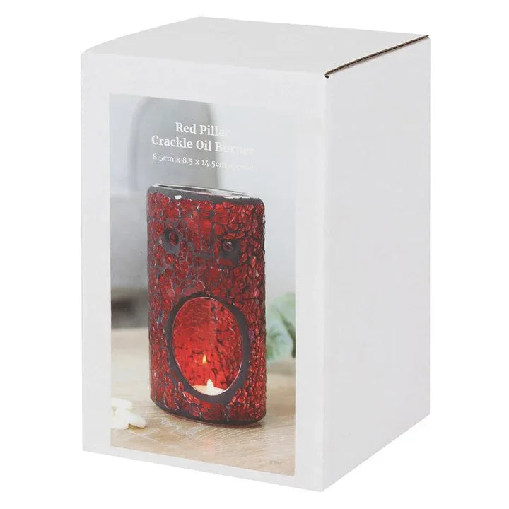 Red Pillar Crackle Glass Oil Burner and Wax Warmer - Bobobiy