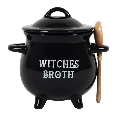 Witches Broth Cauldron Soup Bowl with Broom Spoon - Bobobiy