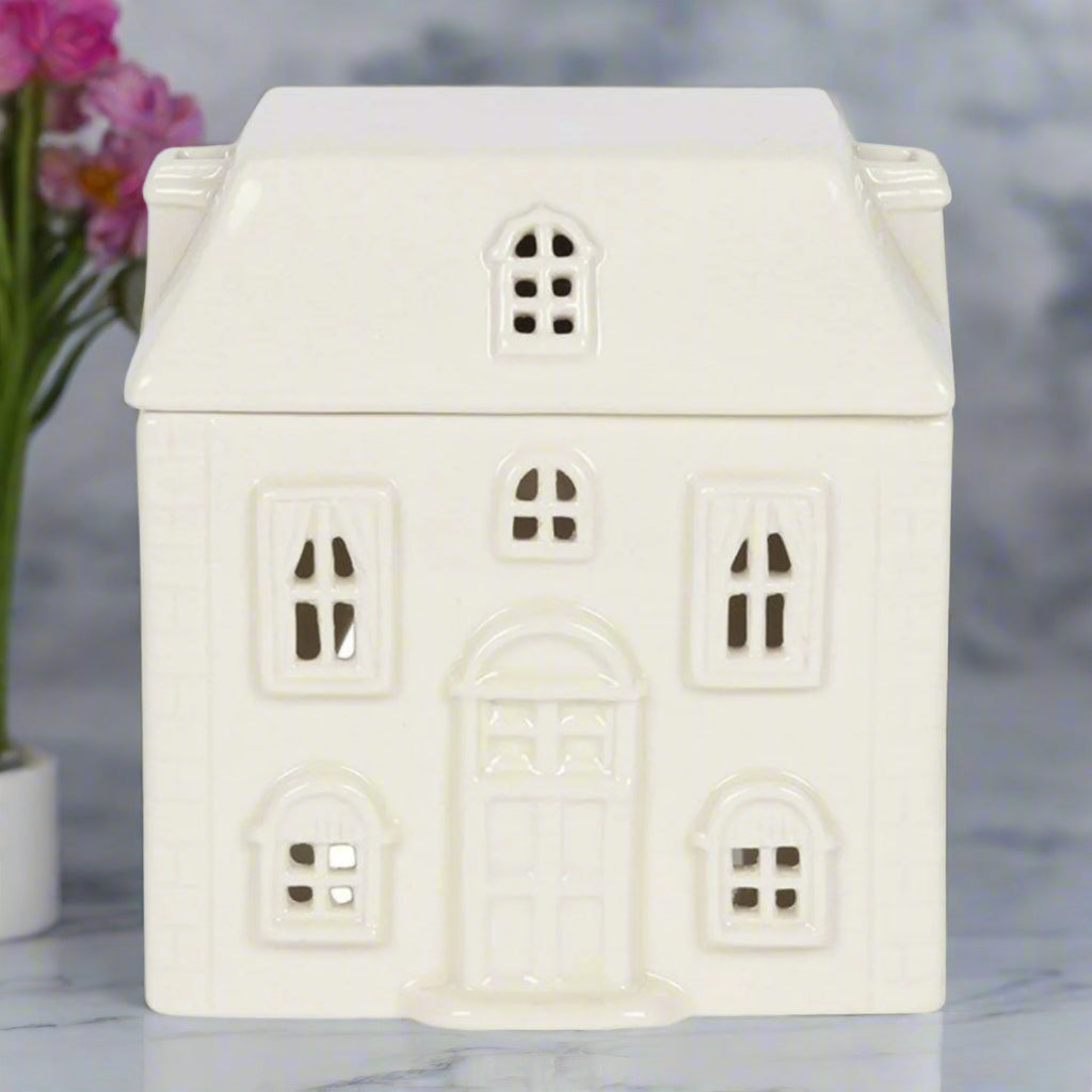 White Ceramic House Oil Burner