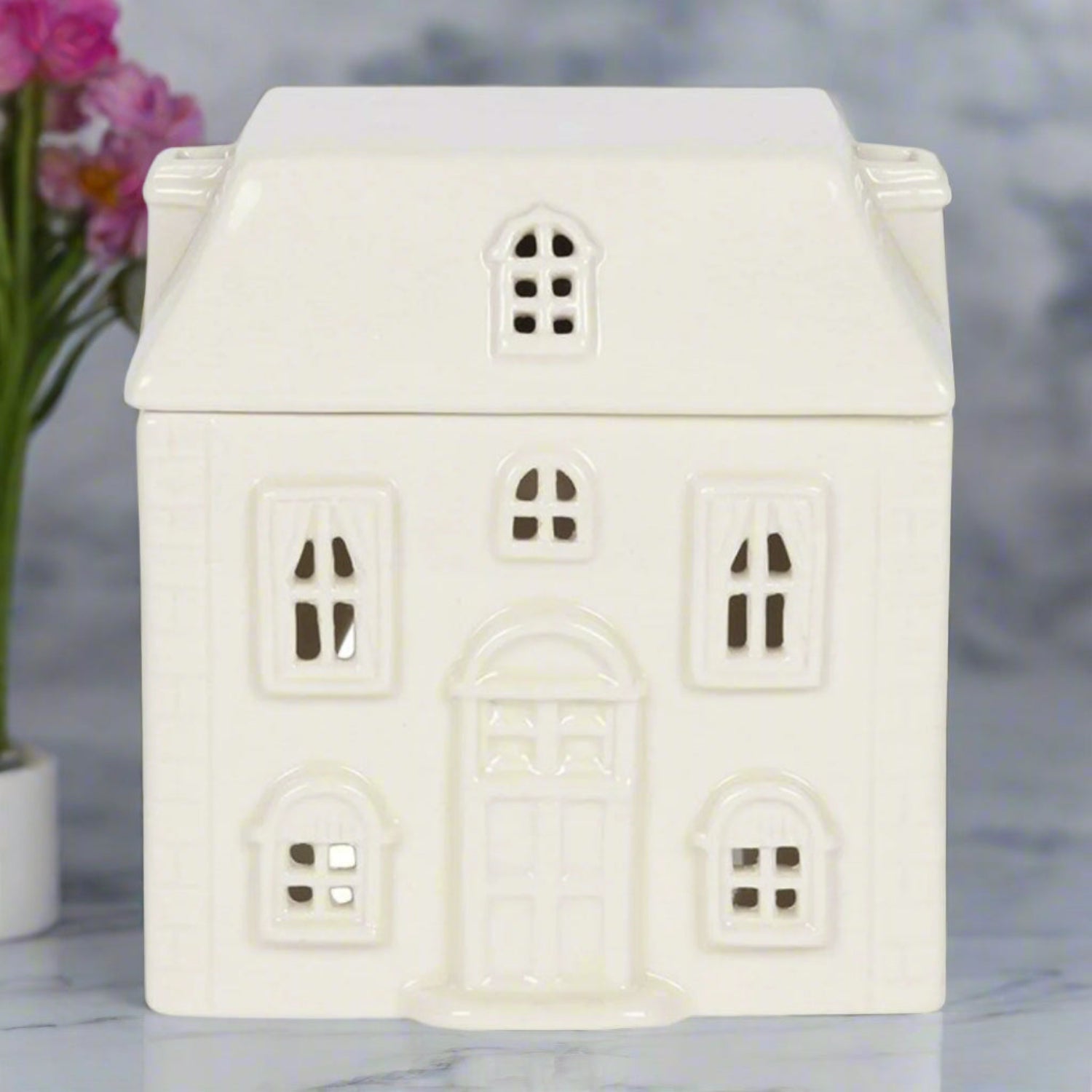 White Ceramic House Oil Burner