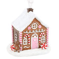 Gingerbread house incense cone burner with pink door, candy-striped details, white roof
