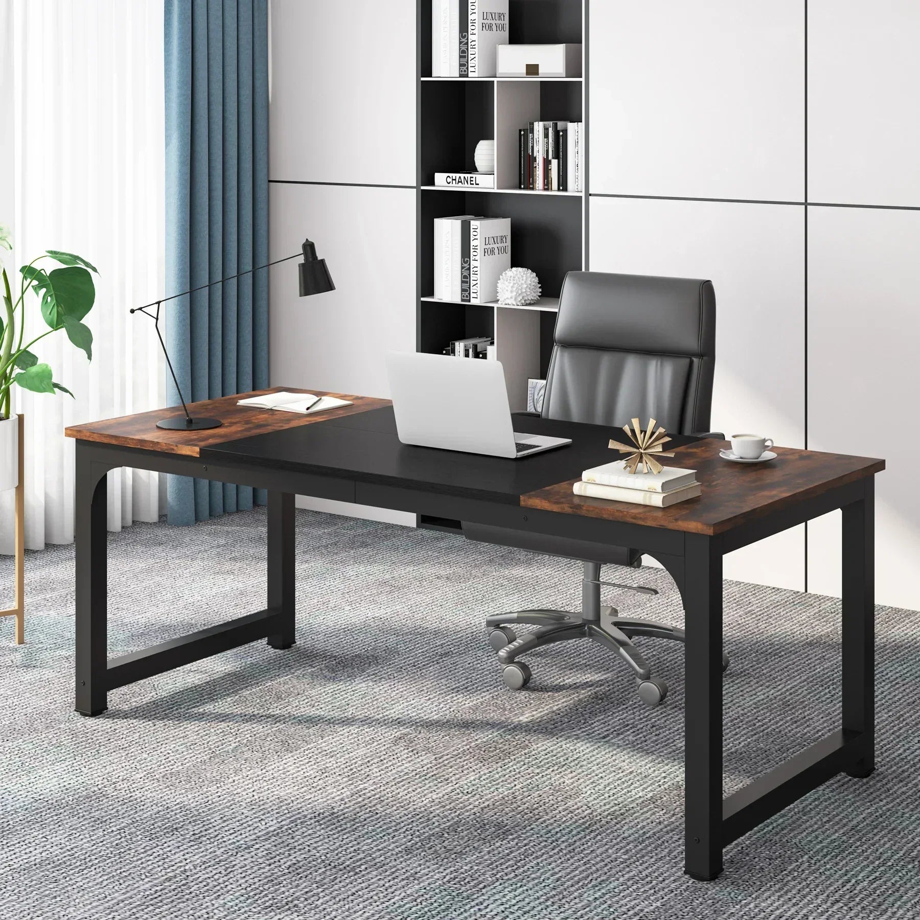 Tribesigns Modern Computer Desk Large Office Desk Computer Table Study Writing Desk Workstation for Home Office - Bobobiy