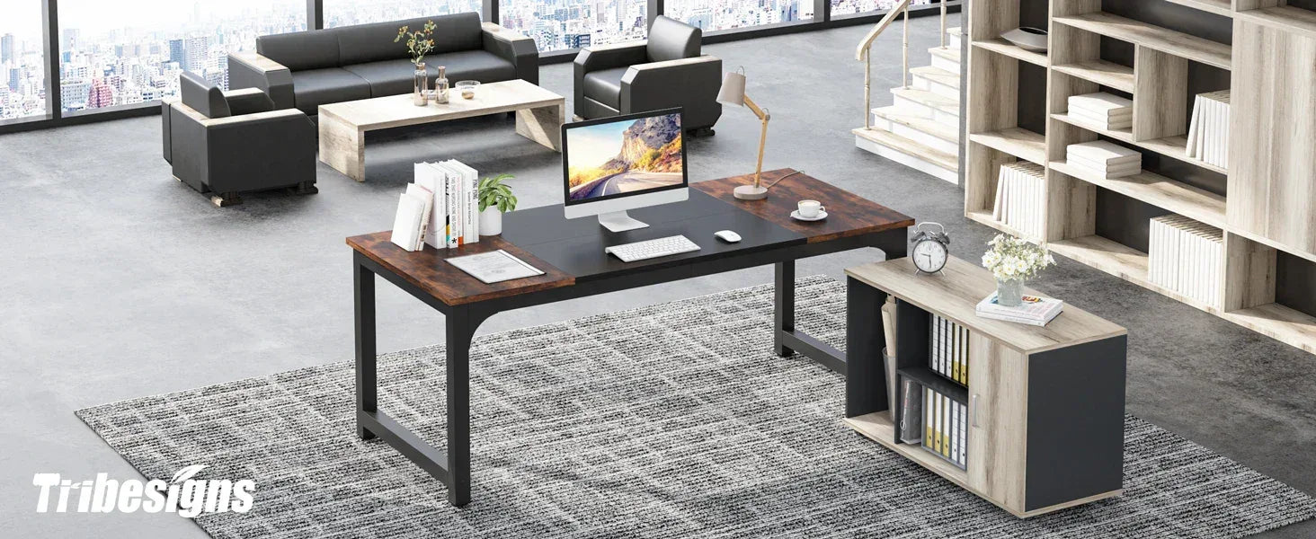 Tribesigns Modern Computer Desk Large Office Desk Computer Table Study Writing Desk Workstation for Home Office - Bobobiy
