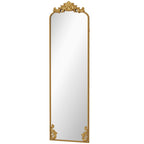 Full length floor mirror with ornate baroque gold frame, arched top
