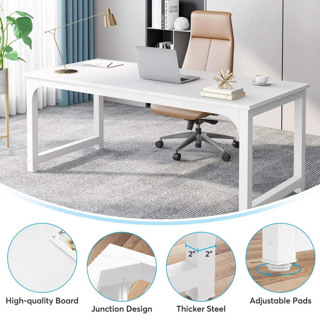 Tribesigns Modern Computer Desk Large Office Desk Computer Table Study Writing Desk Workstation for Home Office - Bobobiy