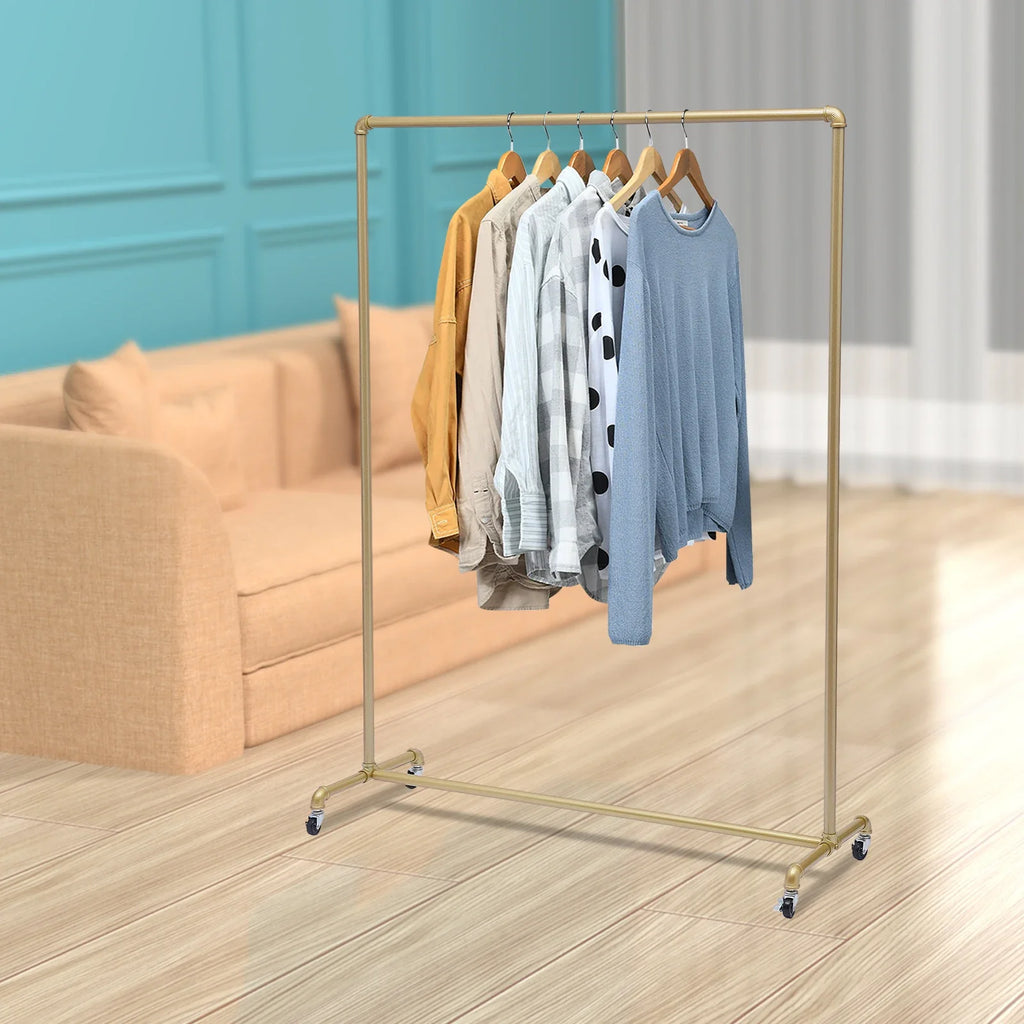 Movable Clothes Rack Universal Wheels Coat Rack Floor Clothes Hanger Bedroom Garment Rack Metal Clothing Rack Wardrobe Furniture