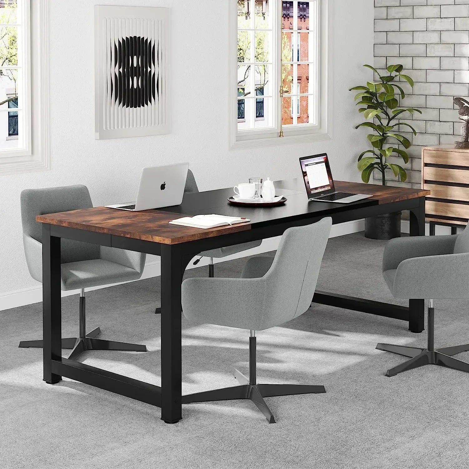 Tribesigns Modern Computer Desk Large Office Desk Computer Table Study Writing Desk Workstation for Home Office - Bobobiy