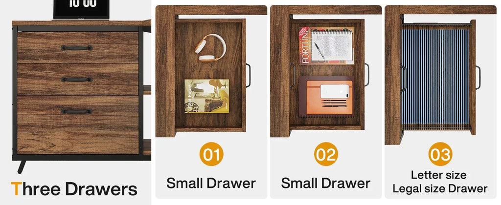 Tribesigns L-Shaped Computer Desk with 3 Drawers, Reversible Corner Home Office Desk with Shelves, 53-Inch Industrial PC Desk St - Bobobiy