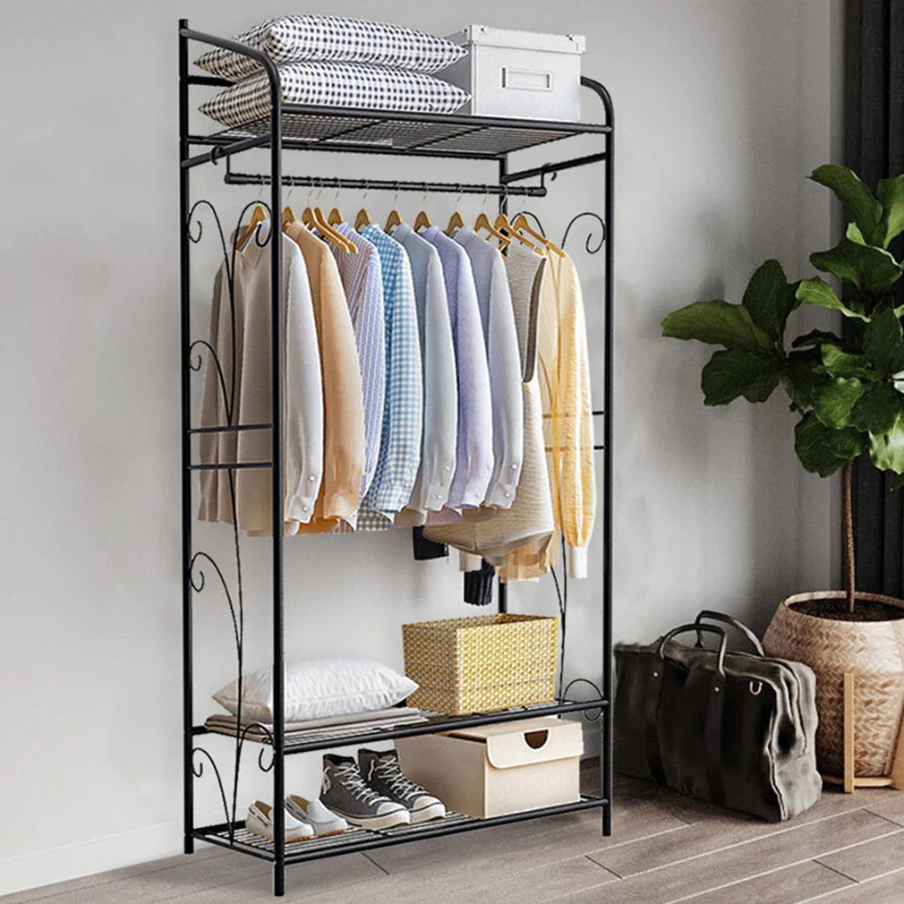 Heavy Duty Clothes Rack, Coat Stand Hanger, Garment Organizer Closet, Metal Storage Shelves, Strong Load 110lbs