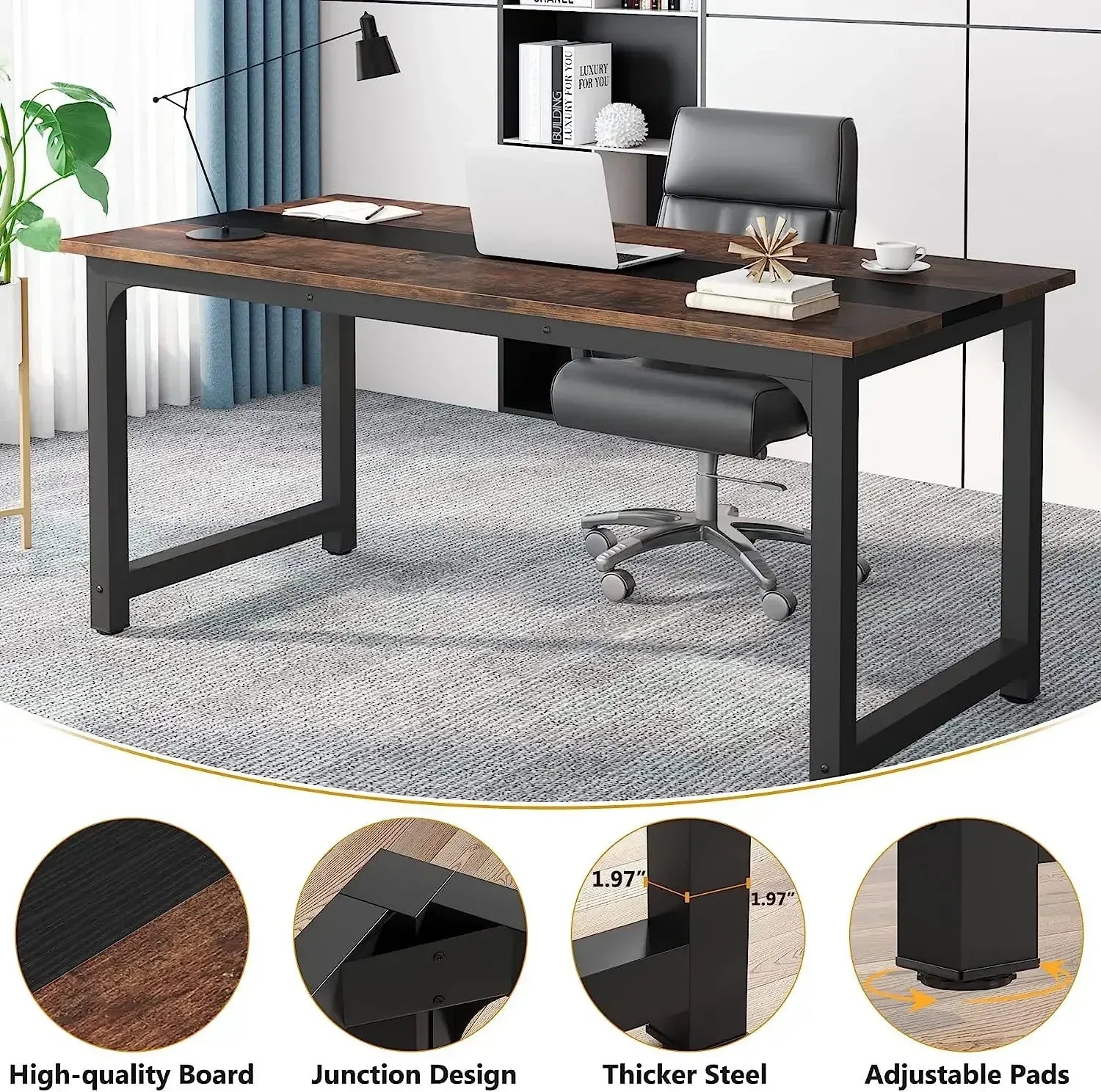 Tribesigns Modern Computer Desk Large Office Desk Computer Table Study Writing Desk Workstation for Home Office - Bobobiy