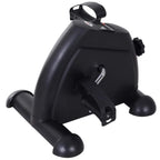 Black portable mini exercise bike with hand pedals, under-desk design