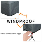 Patio chair cover with elastic hem cord, toggle, and metal eyelets