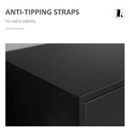 Black filing cabinet top corner with reinforced edge and side panel seam