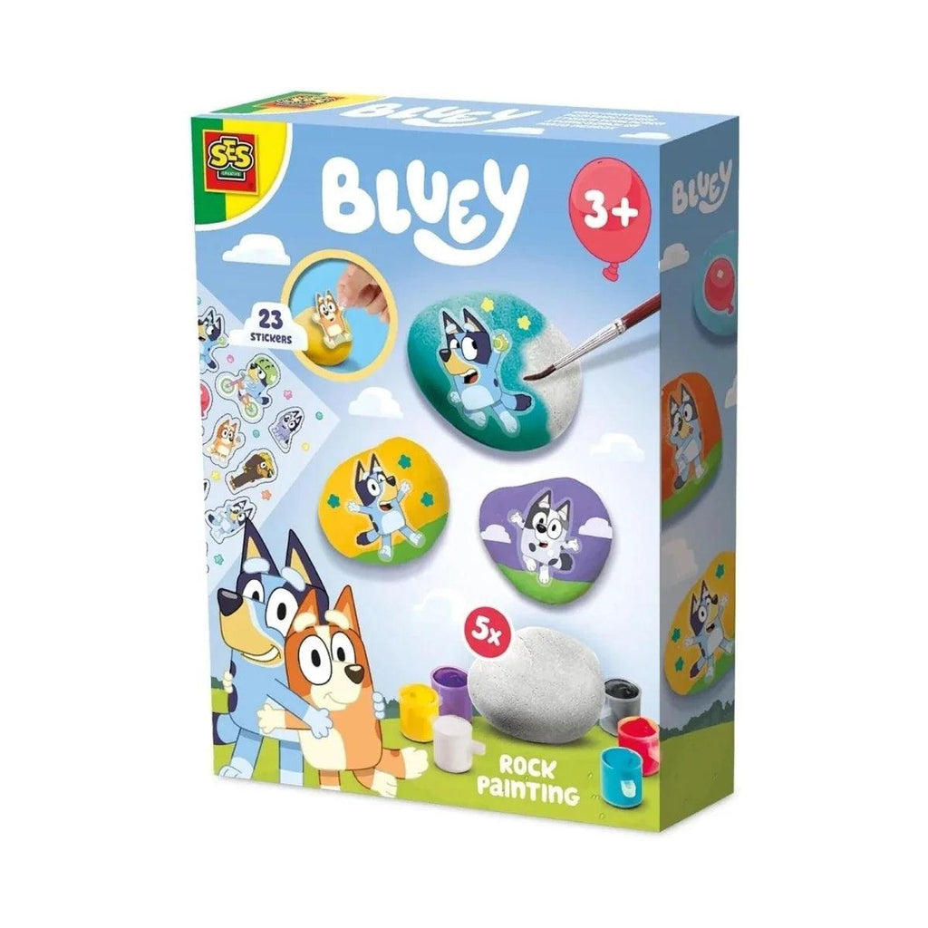 Kids rock painting kit with 5 paints, stickers, and character rock set (boxed)