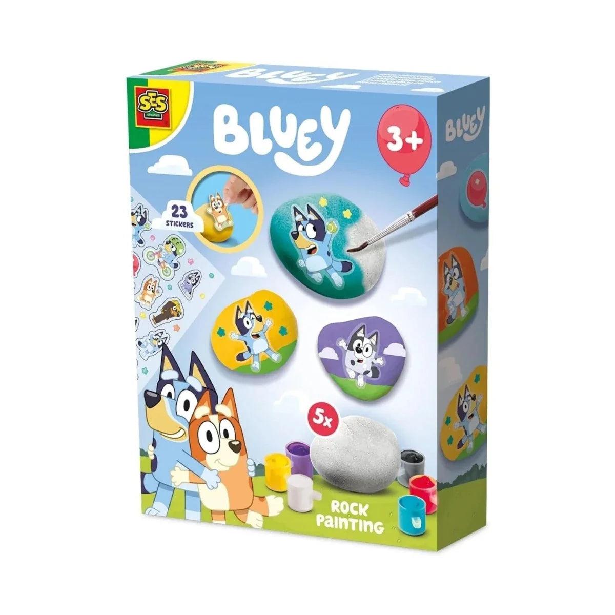 Kids rock painting kit with 5 paints, stickers, and character rock set (boxed)