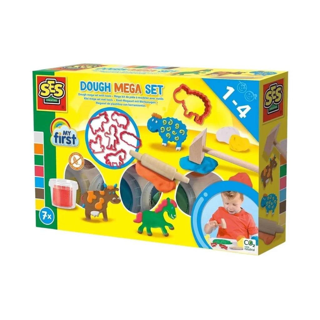 Dough mega set toy box with colorful playdough tools and 7x90g tubs