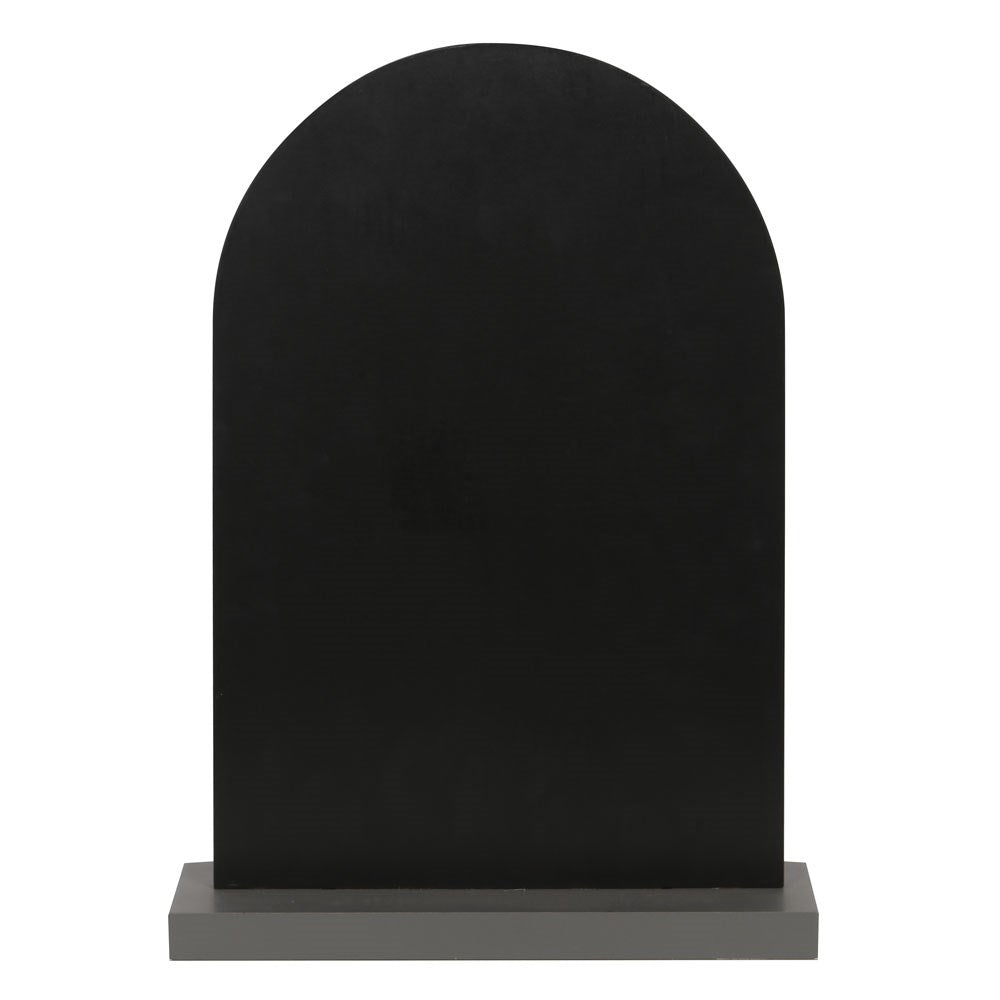 Black tombstone on a white background
