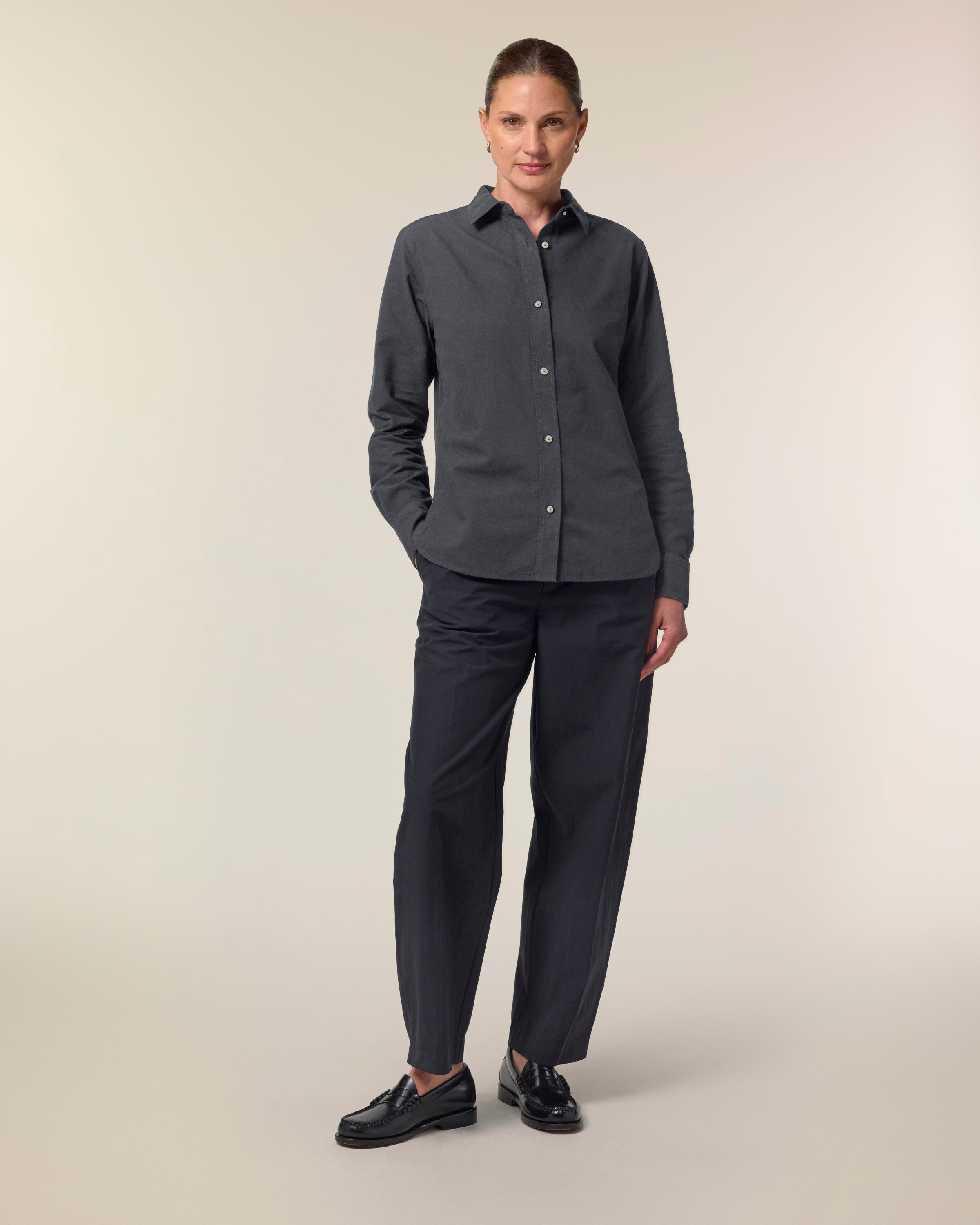 Organic Cotton Oxford Long Sleeve Shirt: Womens
