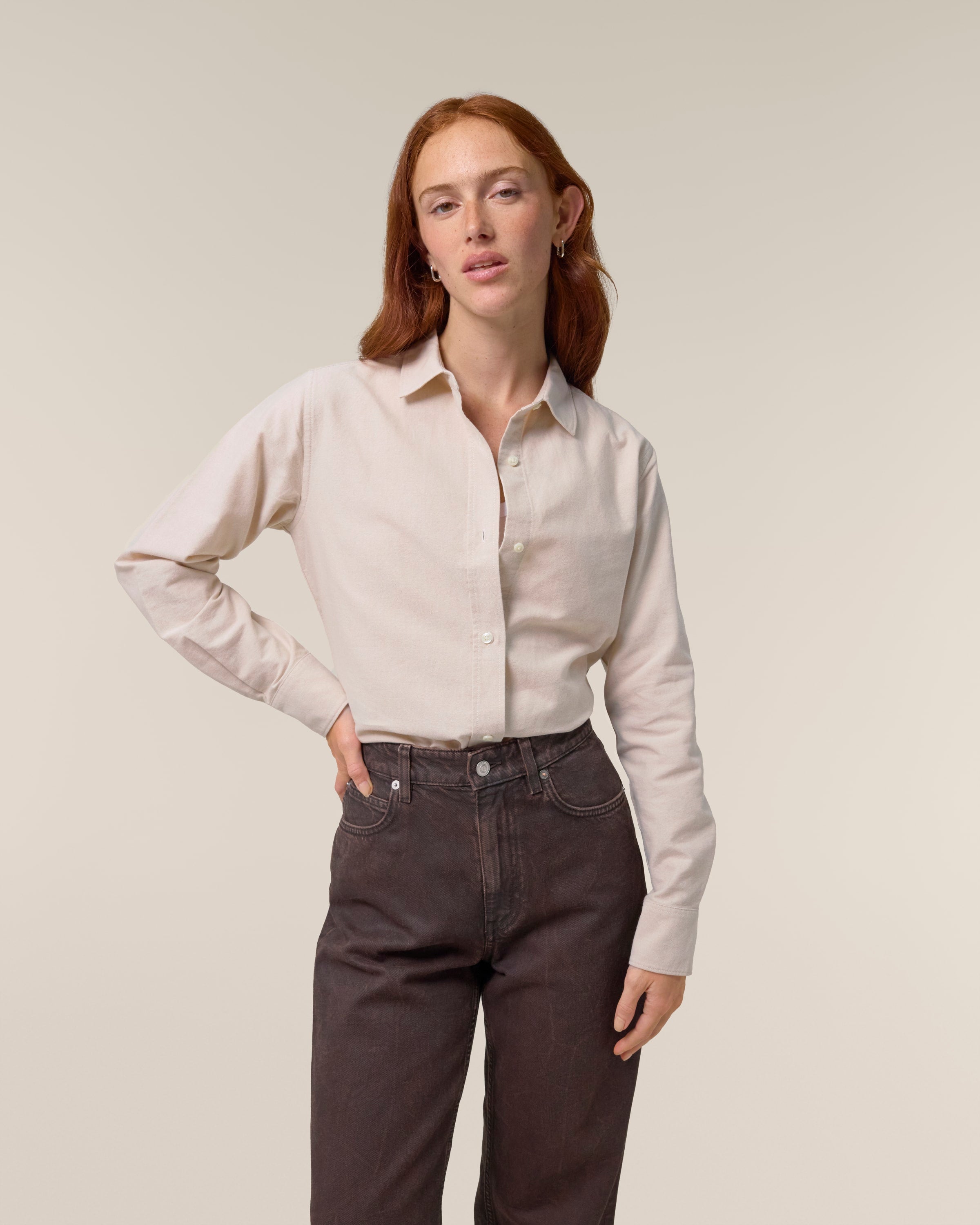 Organic Cotton Oxford Long Sleeve Shirt: Womens