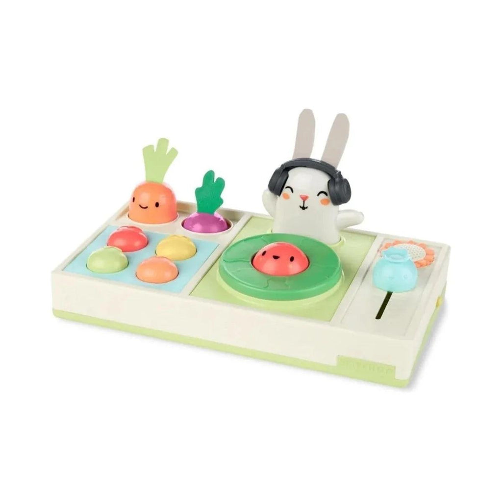 Kids' bunny DJ playset with light-up vegetable buttons and turntable, green base
