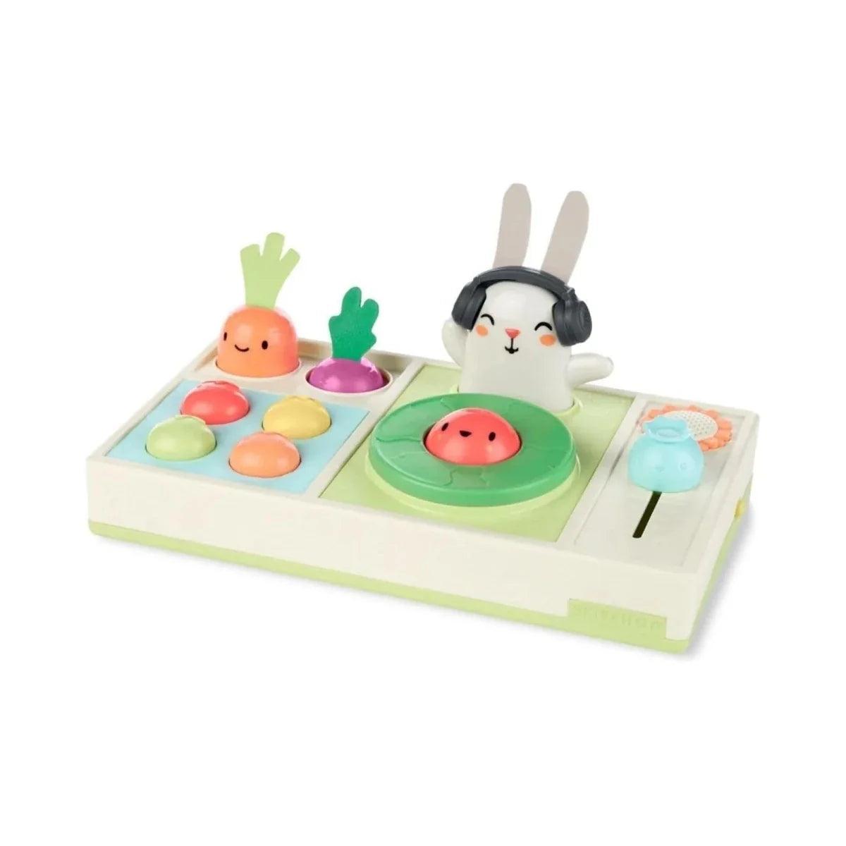 Kids' bunny DJ playset with light-up vegetable buttons and turntable, green base