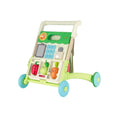 Green 5-in-1 activity walker with front activity panel and rear wheels