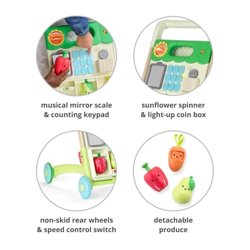 Activity panel close-up on green walker with musical mirror keypad features