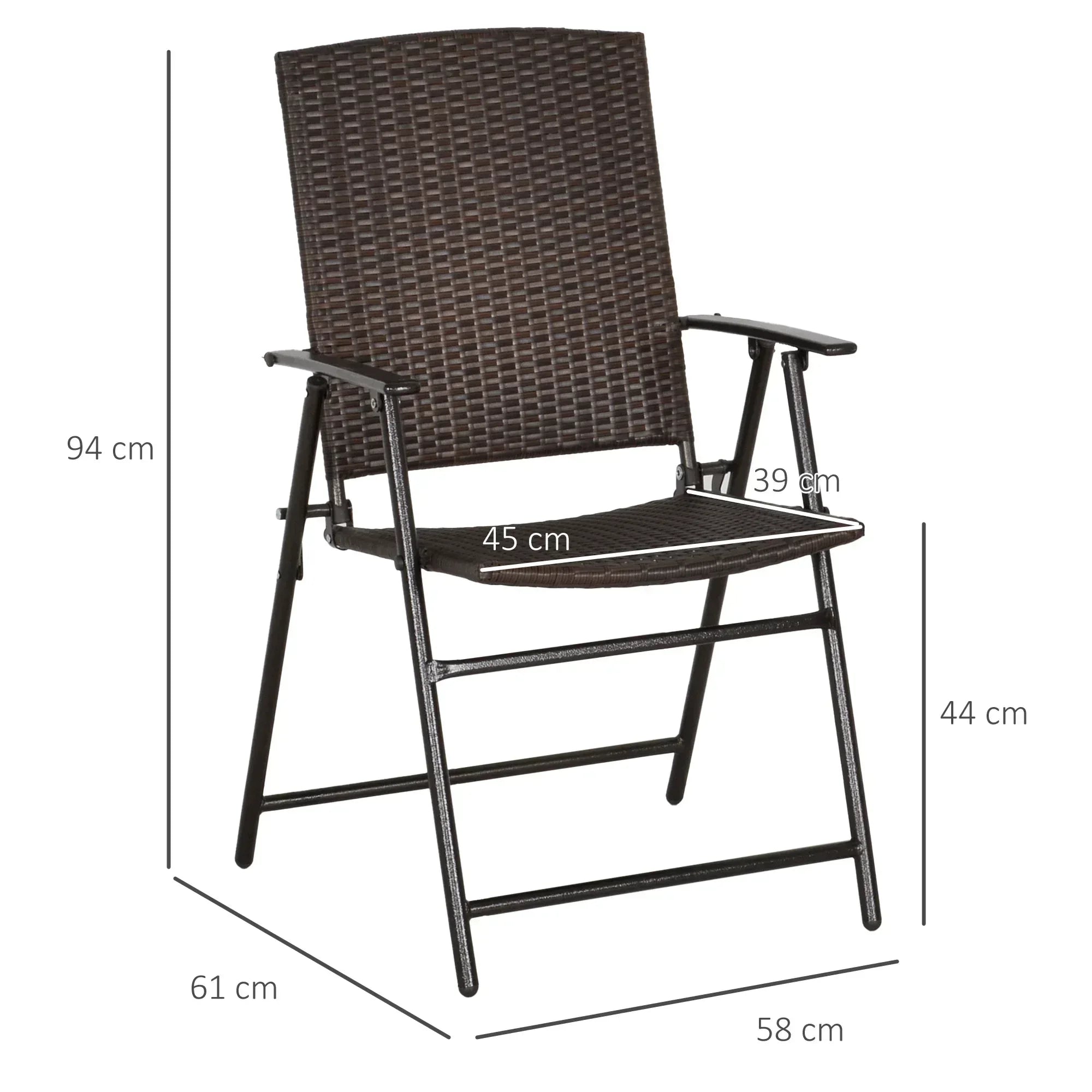 Set of Four Folding Rattan Seat Chairs - Brown - Bobobiy