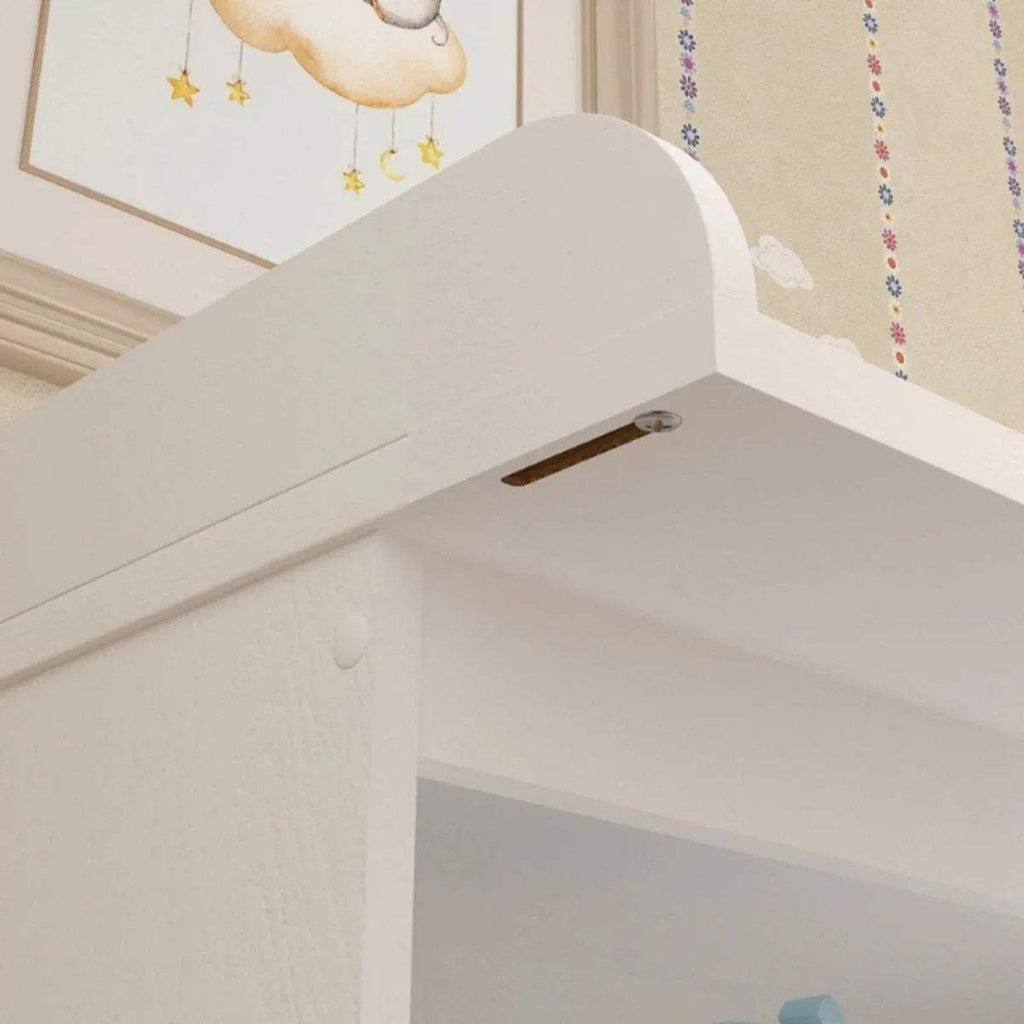 White changing unit top edge and built-in support bar under the lid