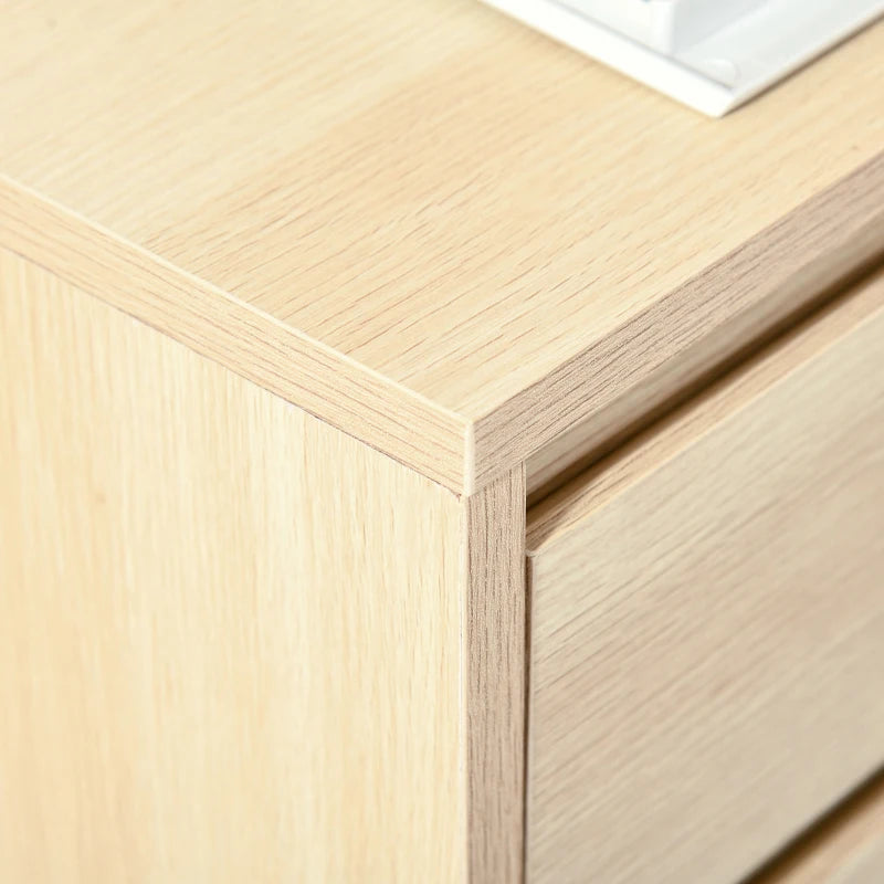 Natural wood filing cabinet corner detail with drawer lip and clean joinery