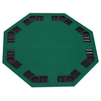 Green foldable poker table top for 8 players with black card/slot rails