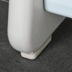 Bottom corner of grey kids step stool ladder with rounded foot for grip