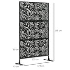 Black willow-leaf privacy screen with 120 cm width and 198 cm height