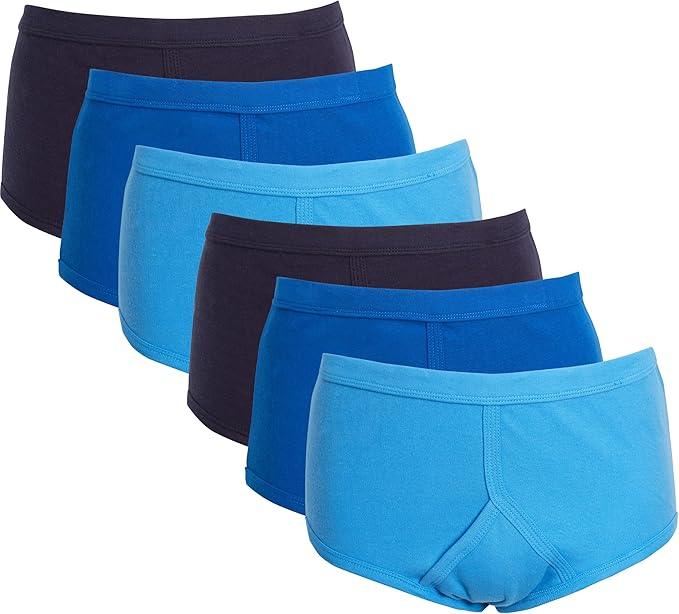 Pack of 6 Men's Cotton Y Front Briefs Comfortable Breathable Underwear with Soft Stretch Waistband Hypoallergenic Durable