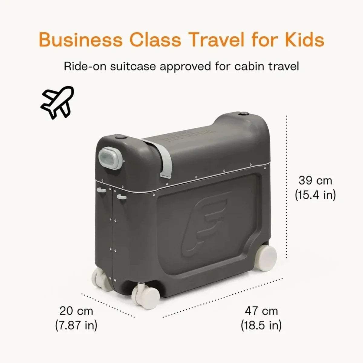 Midnight grey kids BedBox size shown with rounded corners and front access panel
