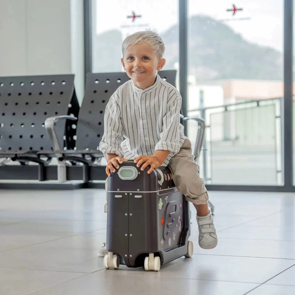 Kids BedBox rolling suitcase in dark gray with top carry handle