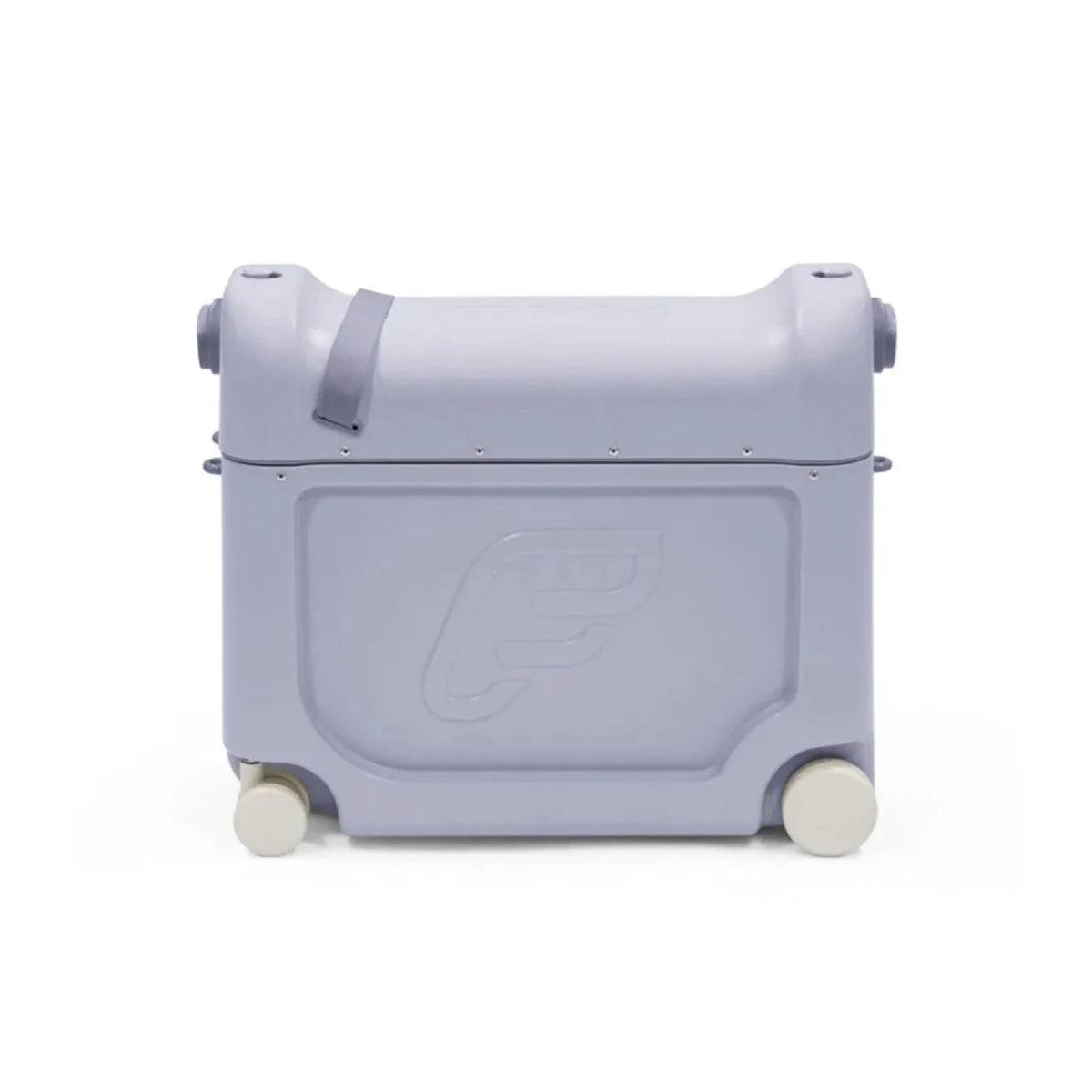 Kids travel bedbox in arctic blue with embossed lid panel and rolling wheels