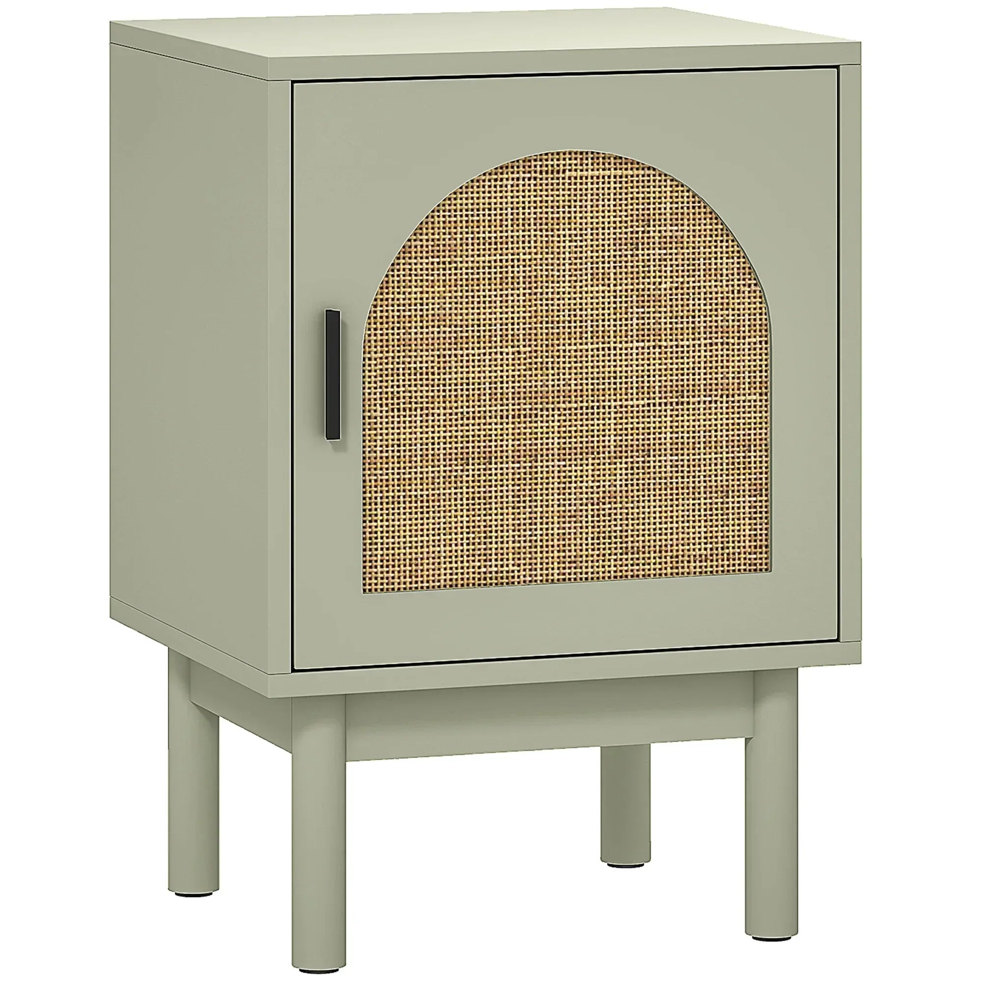 Rattan Bedside Table for Bedroom - Light Green - Bobobiy