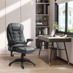 Black high-back swivel office chair with padded backrest and cushioned seat