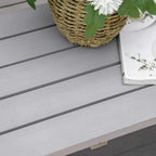 Charcoal grey wooden bench seat and frame with horizontal slats