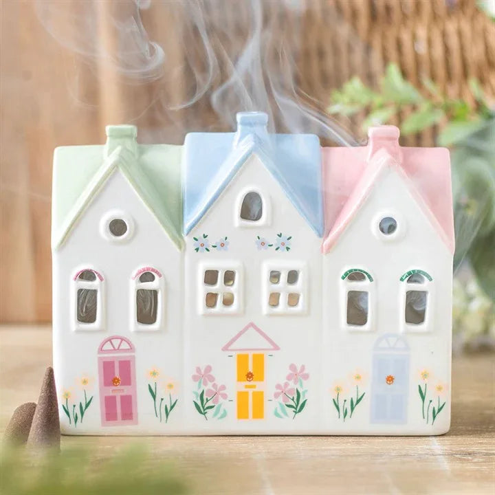 Pastel House Incense Cone Burner and Tealight Holder - Bobobiy