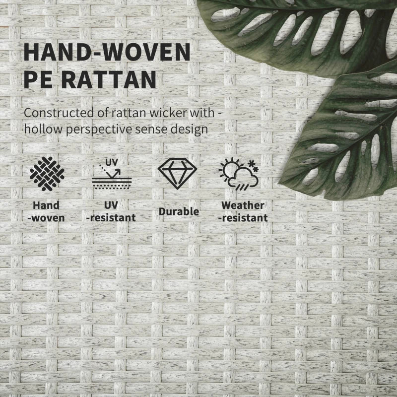 Light grey PE rattan woven panel surface with hollow-style lattice texture