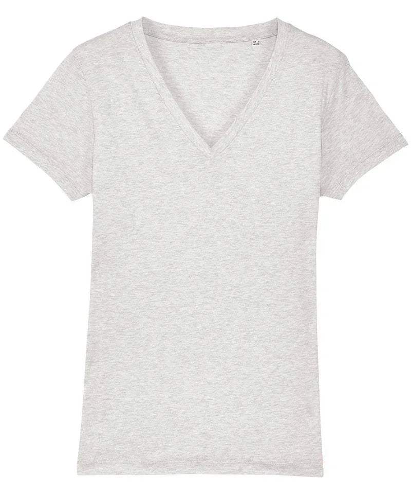 Women's V-neck T-shirt, heather light gray short-sleeve knit top